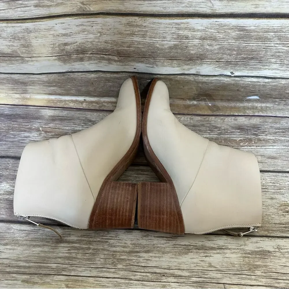 Nisolo Dari Boots Commuter Bone White Stacked Heel Size 8.5 Retro Western